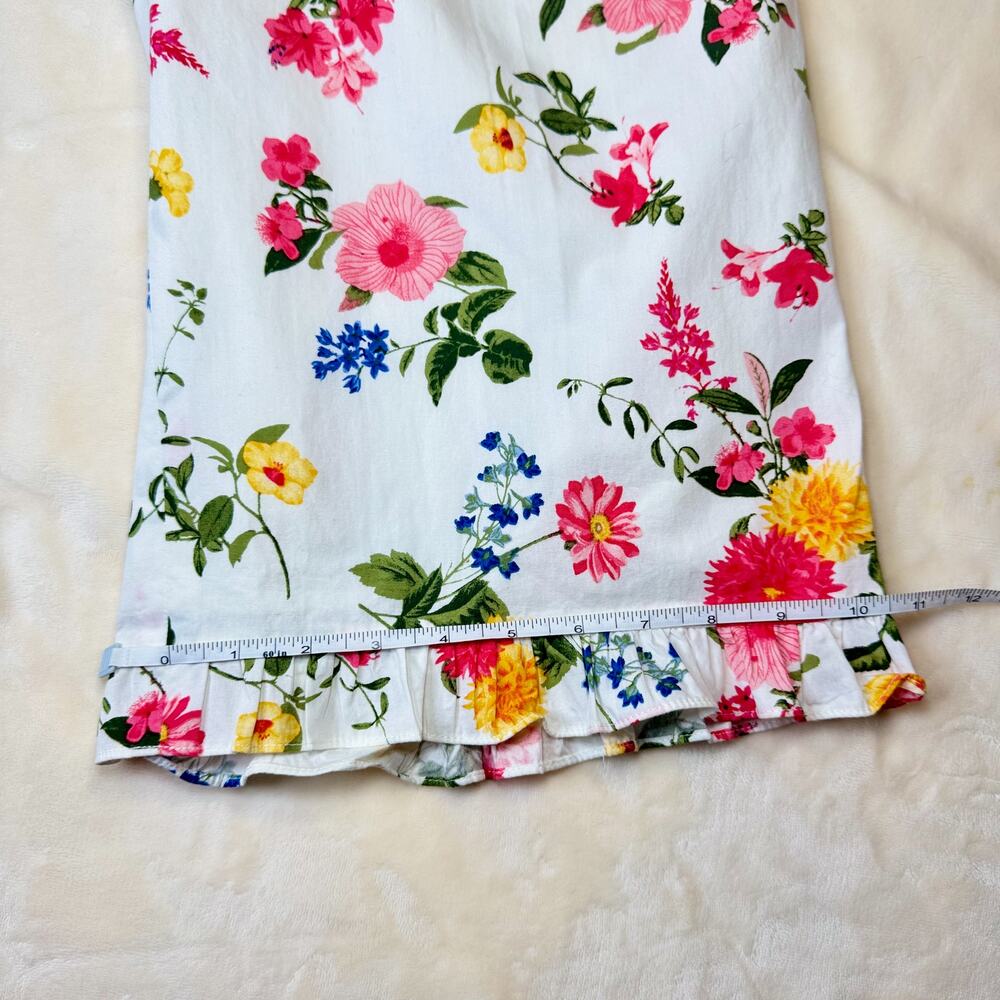 Gal Meets Glam Beverly Ruffle Floral Cotton Wide Leg Cropped Jumpsuit White 4 - Picture 10 of 16